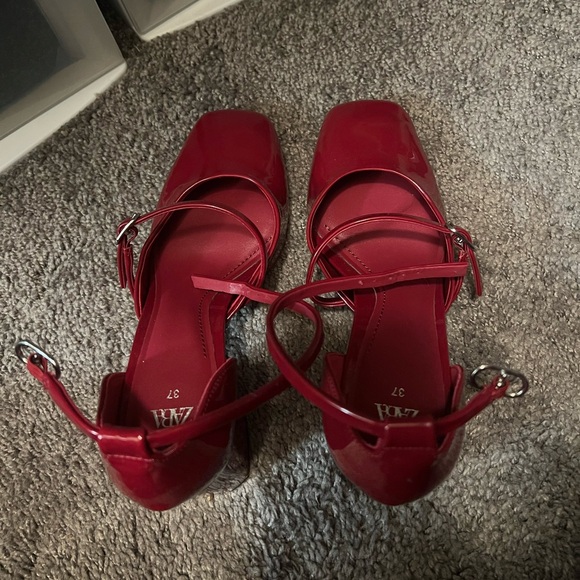 Zara red block high heel Mary Janes - Picture 4 of 7